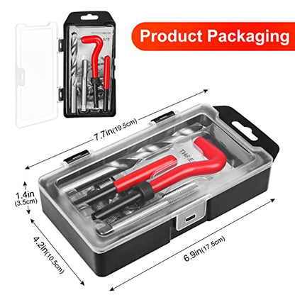 15PCS Helicoil Metric Thread Repair Insert Kit M12*1.75mm Bits | with HSS Drill Bits, Rethreading Inserts Tool Set for Damaged Thread Repairing (Red) - size: Metric,M12×1.75mm