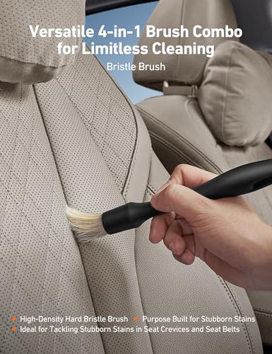 AstroAI 8pcs Windshield Cleaner Tool, Car Interior Detailing Kit with AC Vent Brush, 3 Cleaning Brushes, 4 Microfiber Pads and Spray Bottle, All-Inclusive Cleaning Solution, Car Accessories, Blue - style: with 4 Detailing Brushes