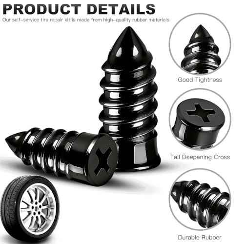 [2026 Upgraded] 30pcs Tire Repair Rubber Nail, Vacuum Tire Repair Screw Plug Kit, Self-Service Quick Tire Plug for Car, Motorcycle, Lawn Mower, ATV, Scooter- Professional No-Glue Emergency Flat Repair