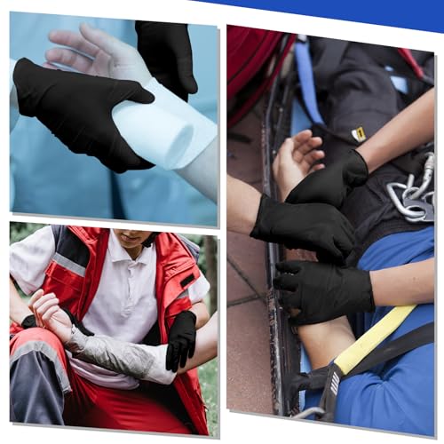 Chicingyou 30 Pairs Disposable Emergency Glove Individually Packaged Travel Gloves Travel Trauma Nitrile Essential Glove (Black) - color: Black