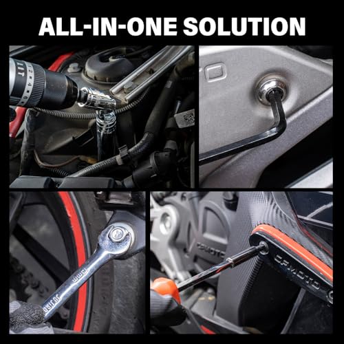264-Piece Mechanics Tool Set, SAE & Metric Impact Socket Set, 1/2'', 1/4'', 3/8'' Drive, Deep & Shallow, CR-V Steel, with 90-Tooth Ratchet, Extension Bar, Universal Joint, with Molded Case - size: 264pcs 1/4", 3/8", 1/2"