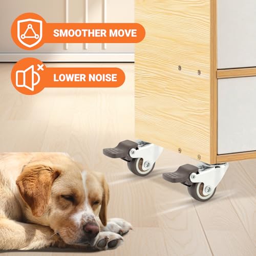 Nefish 1 Inch Small Casters Set of 12, Low Profile Soft Rubber Casters Wheels for Furniture, 360 Degree Swivel Plate Castors, Flexibly Light Duty Castor Wheels for Cabinet, Boxes, Trash, DIY - style: 1 IN (12 Pack)
