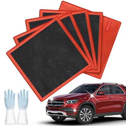 Clay Bar Towel, Car Magic Clay Towel, Clay Towel Auto Detailing, Fine Grade Microfiber Car Clay Bar Towel, Microfiber Magic Clay Cloth, Clay Bar Alternative for Car Detailing (Red*5) - color: Red*5