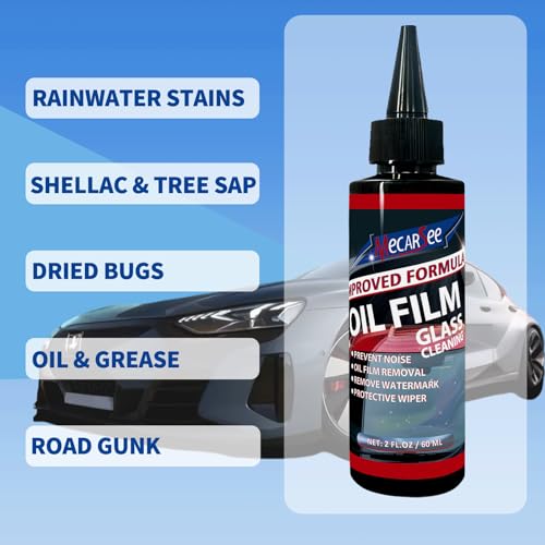 Oil Film Remover Streak Free Glass Cleaner, Car Truck SUV Window Spray 4oz | Windshield Anti-Fog Rain Repellent, Removes Grease Silicone Water Spots Road Grime, Home Use Mirrors Interior Exterior