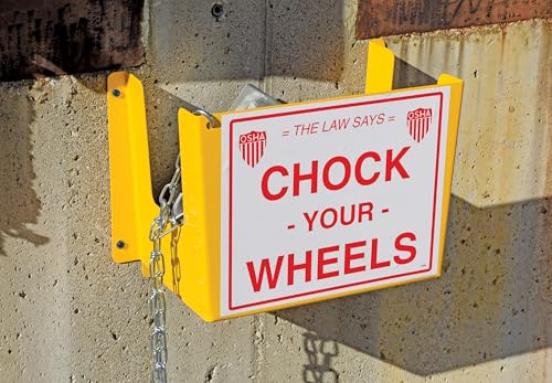Vestil WC-H-R Steel Wheel Chock Holder 6 Mounting Holes 40 Lb. Capacity Yellow