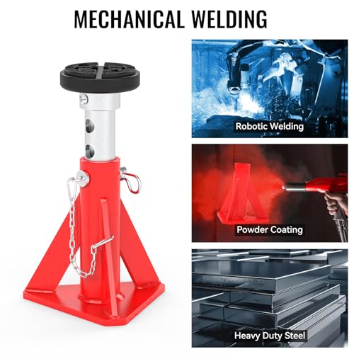 Jack Stands 15 Ton Capacity, Heavy Duty Vehicle Stabilizer Jacks | 2 PCS Trailer Support Jack Stands with Safety Pins for RV, SUV, Pickup Truck, Car, UTV, Adjustable from 10" to 16"