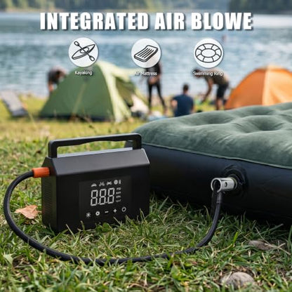 Car Battery Jump Starter with Air Compressor, 4000A 150PSI Tire Inflator, 15000mAh PowerBank with LED Light, 12V Portable Car Battery Jump Power - All Gas/8.0L Diesel
