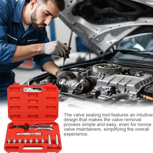 11PCS Car Valve Stem Seal Remover and Installer Tool Kit, Vehicle Valve Stem Seal Disassembly Plier with Drive Handle Socket Adapter, Auto Repair Maintenance Tool, Fit Most Engines