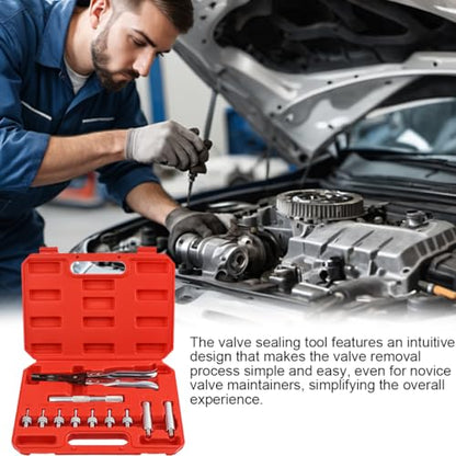 11PCS Car Valve Stem Seal Remover and Installer Tool Kit, Vehicle Valve Stem Seal Disassembly Plier with Drive Handle Socket Adapter, Auto Repair Maintenance Tool, Fit Most Engines