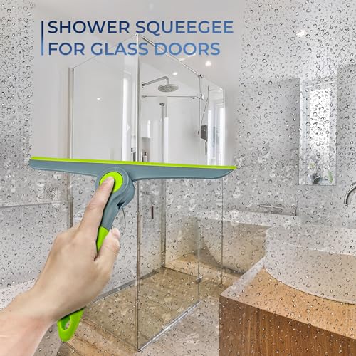 DSV Standard 10" Heavy Duty Green, Grey Window Cleaning Squeegee, Handheld Squeegee for Glass Doors, Windows, Car Windshields & More - color: Green
