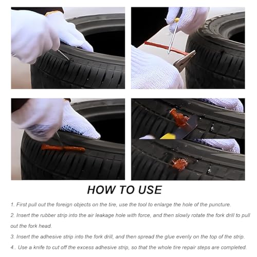 30 PCS Tire Repair Strings, 4" Heavy Duty Rubber Flat Tire Repair Sealing Strip Kit, Professional Tubeless Off-Road Tire Patch Plugs for Cars Bikes ATVs UTVs Wheelbarrows (Brown) - color: Brown