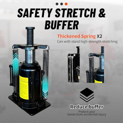 20 Ton Low Profile Air Hydraulic Bottle Jack with Air-Powered or Manual Operation, One-Piece Hydraulic Cylinder Design, Air Bottle Jack with Independent Air Pump Body and Carry Handle - color: Black