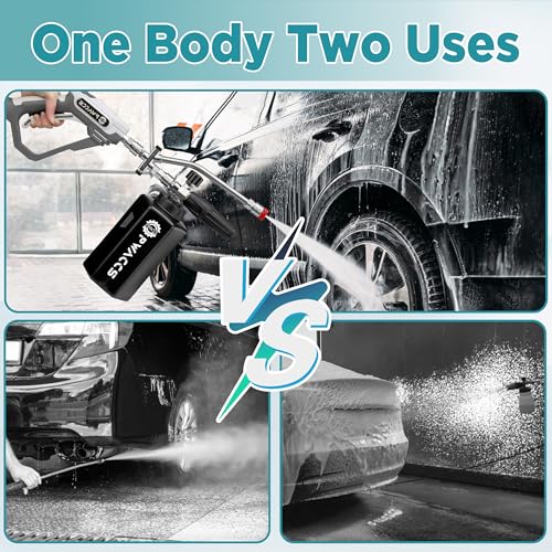 PWACCS Pressure Washer Foam Gun with Dual Connector Accessory, Short Power Washer Gun Foam Cannon and Double Tip Attachment Car Wash Kit, 1/4" Quick Connector, M22 Male Inlet, 4000 PSI, 1.5 Liter - size: 1.5 L