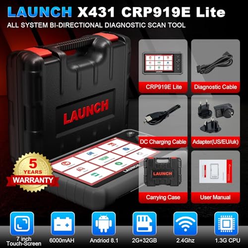 LAUNCH X431 CRP919E Lite OBD2 Scanner,2026 New Bidirectional Scan Tool, Full System Diagnostic Scanner,32+ Service,FCA AutoAuth,2 Year Update