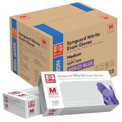Basic Nitrile Exam Gloves, Medical Violet Blue Gloves Disposable Latex Free Powder-Free For Exam, Food Prep Cleaning, Medium Case Of 1000, M, NGPF1035 - size: Medium, style: Pack of 1000
