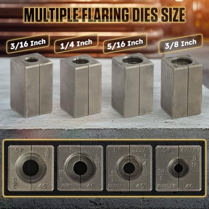 Professional Brake Line Flaring Tool Kit 45 Degree Flare, Single Flare, Bubble Flare, Double Flare for 3/16", 1/4", 5/16", 3/8", Brake Repair Brake Flaring Tools Brake Line and Tubing Flaring Tool