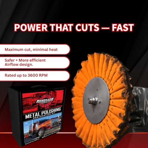 Renegade Products Big Rig & Semi Truck Metal Polishing Complete Kit with Buffing Wheels, Buffing Compound, Safety Flanges, Polishing Accessories and Rebel Red Liquid Metal Polish