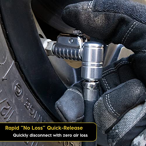 JACO Lightning L2X Quick-Connect Locking Tire Inflator Air Chuck Extension | Patented Lock-on Compressor Hose Attachment | 90 Degree Adapter (Open Flow) - style: 90 Degree Head