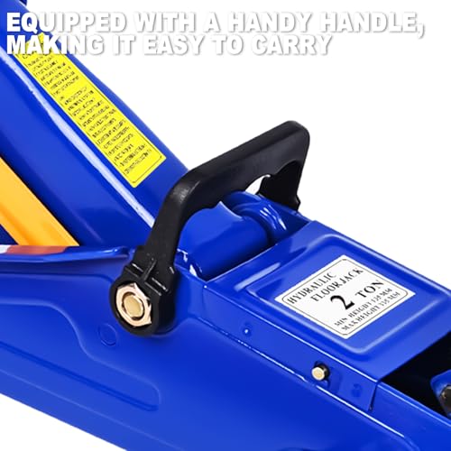 PONO Heavy Duty Low Profile Floor Jack - 2 Ton (4000 LBS) Capacity, 5.31''-13.2'' Single Pump Quick Lift Hydraulic Car Jack with Detachable Handle and Safety Valve for Low Cars Garage DIY Tire Change