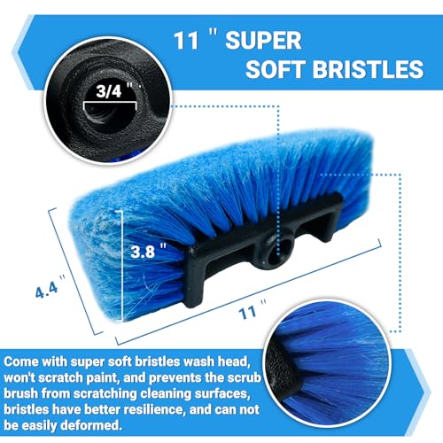 72" Car Wash Brush with Long Handle, On/Off Switch for Car RV Truck Boat Washing Brush, Complete Cleaning Kit with Car Wash Mop Windshield Squeegee Multifunctional Wash Brush - style: 72" Car Wash Brush Set