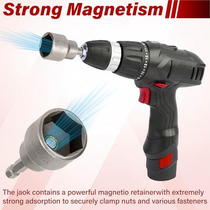 2 PCS RV Scissor Jack Socket, Magnetic RV Jack Socket Drill Adapter for 3/4 Inch (19mm) Hex Drive Compatible with 1/4 Inch Quick-Connect Shank, Stabilizer Tool for RVs, Travel Trailers & Trucks - size: 2 PCS