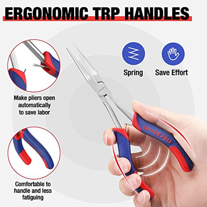 WORKPRO 7" Needle Nose Pliers, Smooth Jaws | Mini Long Reach, for Jewelry Making, Wire Bending, Small Object Gripping & Narrow Places