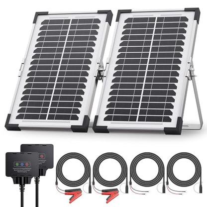 15W Solar Battery Maintainer, 2PCS 7.5W 12V Waterproof Solar Battery Charger with Smart Controller, Low-Iron Tempered Glass Solar Panel for 12V LiFePO4 Battery Dump Trailer Automotive Boat - size: 7.5W 2-Pack