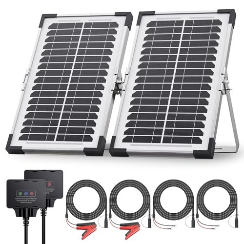 15W Solar Battery Maintainer, 2PCS 7.5W 12V Waterproof Solar Battery Charger with Smart Controller, Low-Iron Tempered Glass Solar Panel for 12V LiFePO4 Battery Dump Trailer Automotive Boat - size: 7.5W 2-Pack