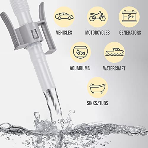 Deway Auto Fuel Transfer Pump, D Battery, 2.6 GPM Flow, Extra Long Hose | Hands-free liquid transfer for cars, generators, ATVs, and lawn equipment; RoHS and CE certified. - style: Basic