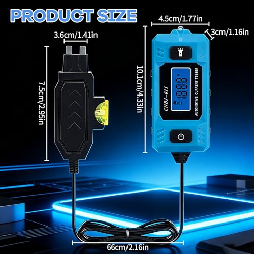 Automotive Circuit Fault Probe Tester, 20A 48V-High-Precision Car Fuse Tester Automotive Current Tester Car Circuit Fault Finder with LED Display Front Light, 2-in-1 Wire Tracer Short Finder