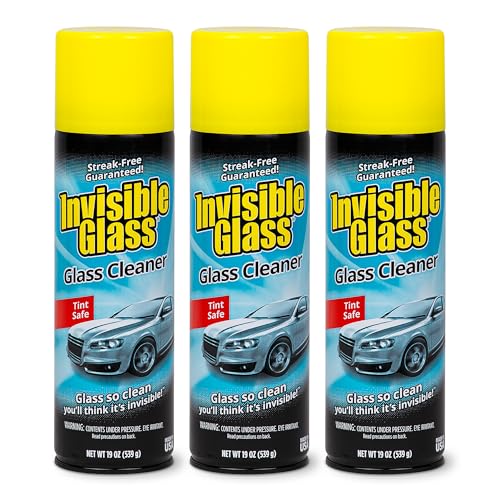 Invisible Glass 91164-3PK Premium Aerosol Glass Cleaner Spray for Car Windshields and Windows, Automotive and Home Window Cleaner, Streak-Free, Ammonia-Free, Tint-Safe – 19 oz (Pack of 3) - size: 19 Ounce (Pack of 3)