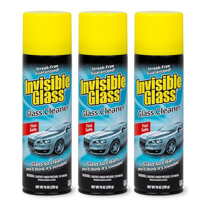 Invisible Glass 91164-3PK Premium Aerosol Glass Cleaner Spray for Car Windshields and Windows, Automotive and Home Window Cleaner, Streak-Free, Ammonia-Free, Tint-Safe – 19 oz (Pack of 3) - size: 19 Ounce (Pack of 3)