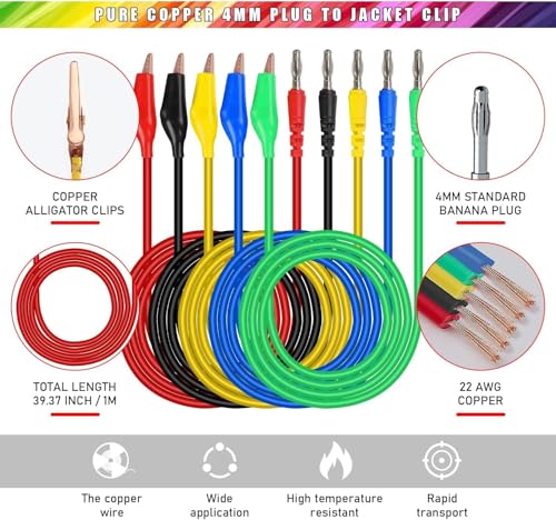 30PCS Back Probe Kit, Banana Plug to Copper Alligator Clip Automotive Test Leads Set with Alligator Clips & Wire Piercing Probes, 15PCS 30V Back Probe Pins for Car Repairing Diagnostic Circuit Testing - size: 30PCS Back Probe Kit