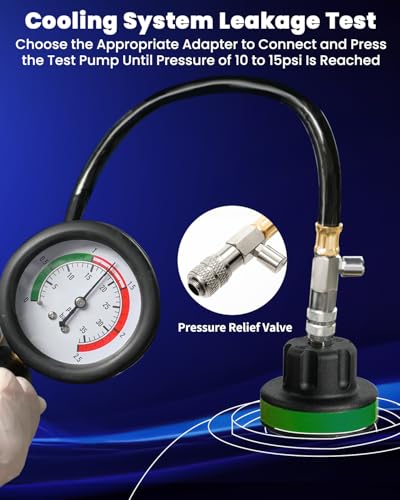 ATPEAM 34pcs Universal Radiator Pressure Tester Coolant Pressure Tester and Vacuum Refill Kit for Automotive Cooling System Water Tank Leakage Detection - size: 34pcs