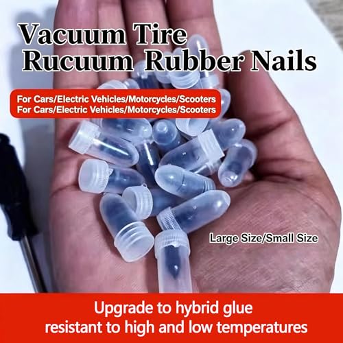 Tire Repair kit with Spiral Rubber Plugs, Tread Gauge, Valve cores & Valve caps | Easy operation, fast repair tire punctures, emergency fix for punctured tires of cars, motorcycles, trucks and more