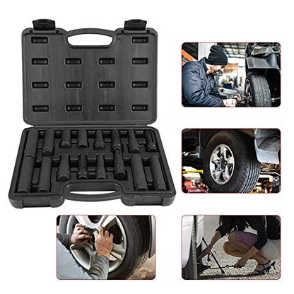 Car Wheel Removal Tool, 16Pcs Car Wheel Locking Lug Nut Master Set Lock Key Removal Tool Kit