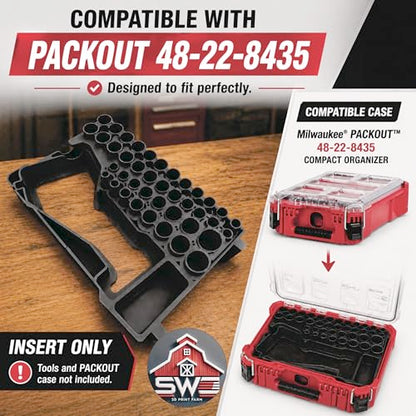 M12 FUEL Stubby 1/2 Impact Wrench 2563-20 & 43PC Socket Set 49-66-7009 Insert Organizer Compatible with Milwaukee Packout 48-22-8435