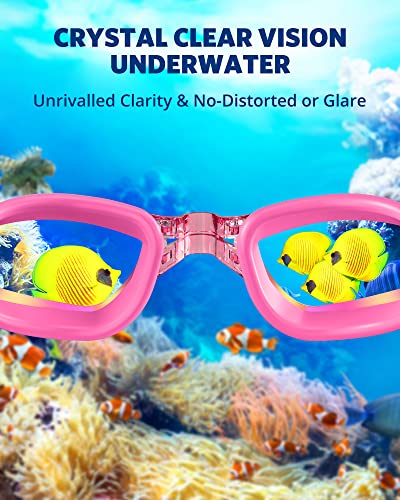 Aegend Swim Goggles, Swimming Goggles No Leaking Full Protect Adult Youth - color: Rose Red Sliver