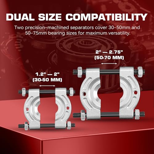 KOOPOOL Bearing Puller and Splitter Kit, Separator and Puller Set, Pinion Bearing Puller and Wheel Removal Tool, 5 Ton Capacity Bearing Separator with 2’’ and 3’’ Bearing Separator Jaws, 14Pcs - color: RED