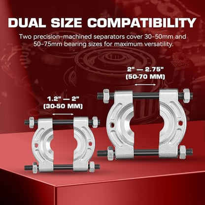 KOOPOOL Bearing Puller and Splitter Kit, Separator and Puller Set, Pinion Bearing Puller and Wheel Removal Tool, 5 Ton Capacity Bearing Separator with 2’’ and 3’’ Bearing Separator Jaws, 14Pcs - color: RED