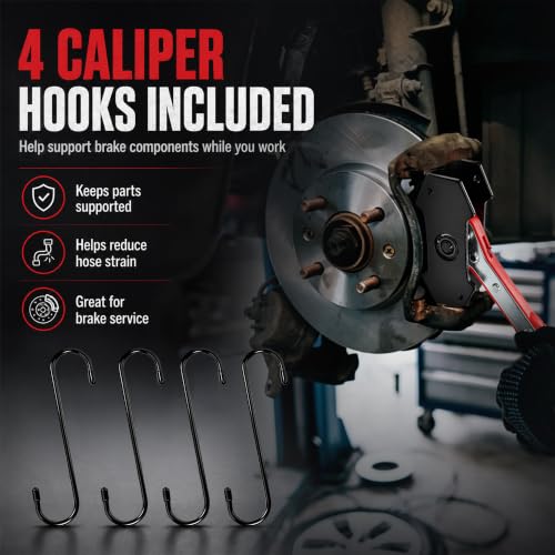 Brake Caliper Compression Tool & Drum Spring Installer | Disc Brake Pad Spreader, Brake Caliper Press Tools, with 2 Steel Plates, 4 Brake Caliper Hooks and Gloves for Cars SUV Trucks