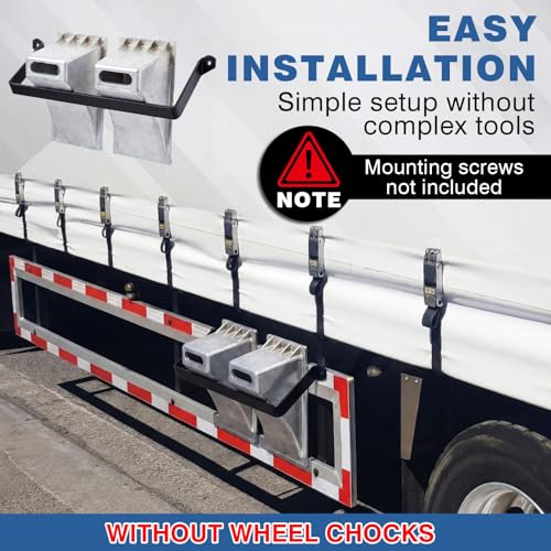 Outus Wheel Chock Bracket Mount Holder, Storage for 2 Pcs 9 Inch Aluminum Wheel Chocks Trailer Bed, Fender, Loading Dock, Tractors Truck Tire Blocks, Powder Coated Carbon Steel, 20.8"L x 1.25"W x 7"H