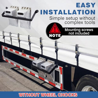 Outus Wheel Chock Bracket Mount Holder, Storage for 2 Pcs 9 Inch Aluminum Wheel Chocks Trailer Bed, Fender, Loading Dock, Tractors Truck Tire Blocks, Powder Coated Carbon Steel, 20.8"L x 1.25"W x 7"H