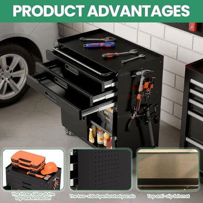 Garage Tool Cabinet Set,Heavy Duty Steel Rolling Tool Chest with Lockable Doors & Adjustable Shelves