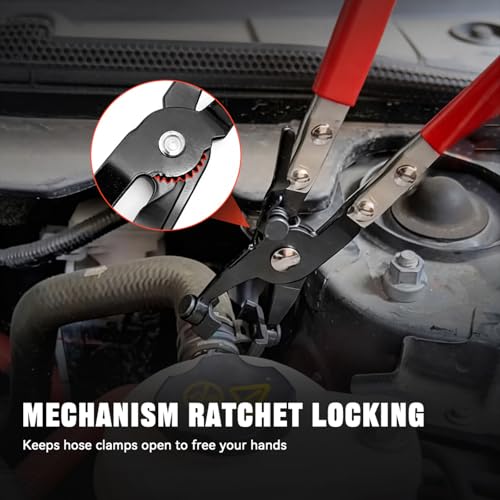 BARTOO 9pcs Hose Clamp Pliers Set, Hose Clamp Removal Tool for Automotive, Flexible Wire Long Reach Swivel Jaw Pliers for Fuel Oil Coolant Radiator Heater and Water Hose