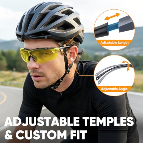 TICONN Anti-Fog Safety Glasses for Men and Women, ANSI Z87.1 Scratch Proof Eye Goggles with Adjustable Arms and UV Protection - style: 1 Pack/Yellow