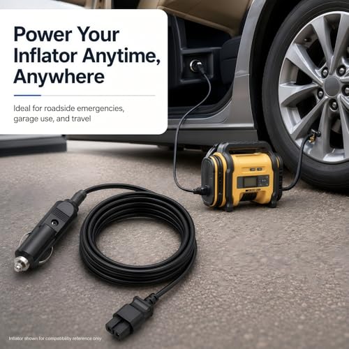 13FT N506585 Replacement Inflator Cord, 12V DC Car Power Supply Cable Compatible with DeWalt DCC020IB 20V MAX Tire Inflator Air Compressor