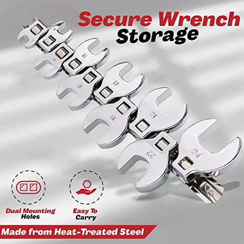 Crows Foot Wrench Set (Metric) Easily Access Hard-To-Reach Areas, Ideal for Tight Spaces, Great for Automotive Repair Work - Includes Sizes: From 10MM to 24MM - 10-Piece Kit With Clip-on Organizer - style: Metric (mm)