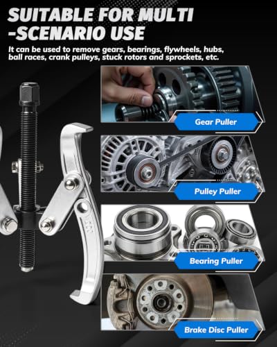 INCENDIOS 3" 4" 6" 8" Gear Puller Set, 2/3 Jaw Convertible Bearing Puller Kit, Reversible Jaws | Heavy Duty Cr-V Steel, Internal/External Removal Tool for Pulley, Gear, Flywheel, Bearing, Includes Ratchet Wrench