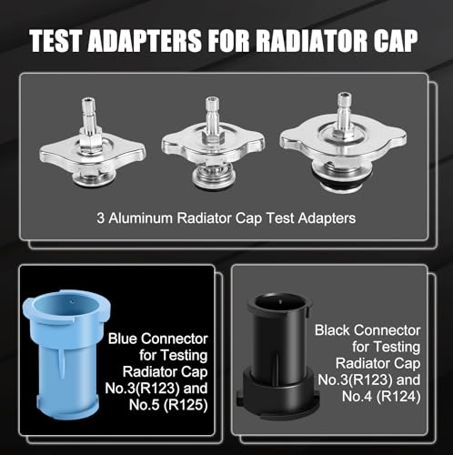 JIFETOR Radiator Coolant Pressure Tester Vacuum Refill Tool 28PCS Kit Black | Automotive Cooling System Manual Leak Test Pneumatic Purge Fill Set 21PCS Testing Adapter Cap Universal for Airlift Car Truck - color: Black Case